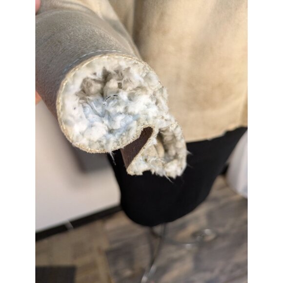 Dylan Faux Suede Open Front White Shearling, Size M - Picture 11 of 14